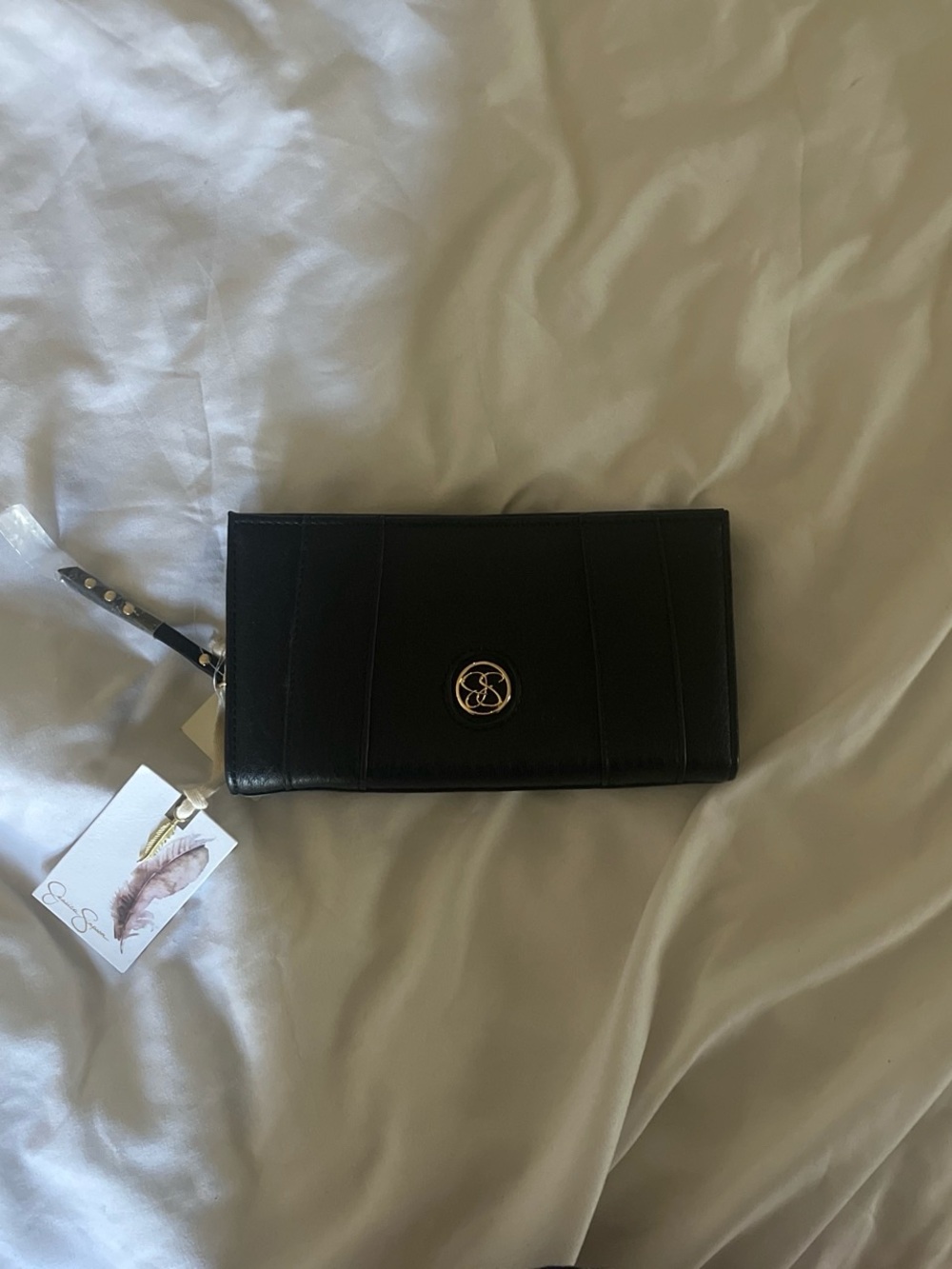 Black Women's Wallet with Gold Logo Accent